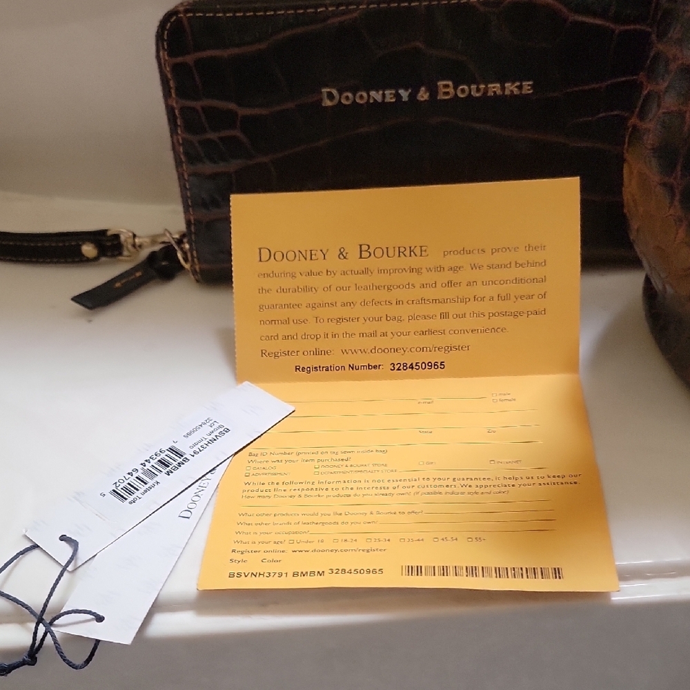 Dooney & Bourke Chocolate Brown Croc-Embossed Tote with Wallet - Picture 6 of 6